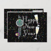 シャンパンと紙吹雪で新年を迎える シーズンポストカード (正面/裏面)