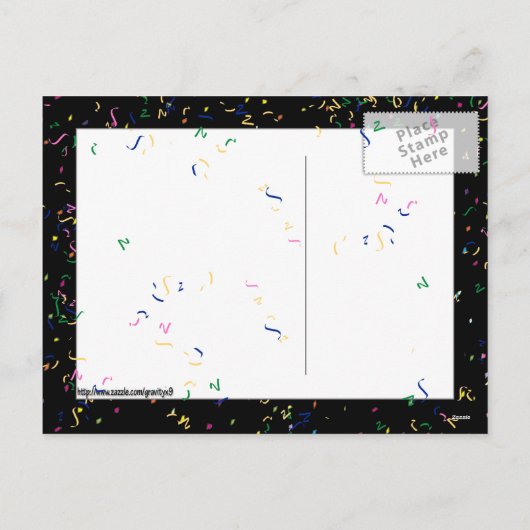 シャンパンと紙吹雪で新年を迎える シーズンポストカード (裏面)