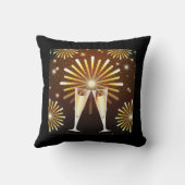 シャンパンと花火お祝いブラック&金ゴールド クッション (裏面)