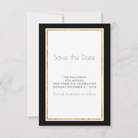 シャンパンと花火の新年の日付を保存 セーブザデート (裏面)