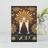 シャンパンと花火の新年招待状 招待状 (スタンド正面)