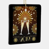 シャンパンと花火新年2019年 セラミックオーナメント (右)