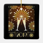 シャンパンと花火新年2019年 セラミックオーナメント (裏面)