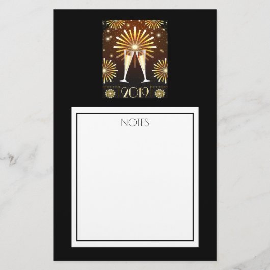 シャンパンと花火新年2019年 便箋 (正面)