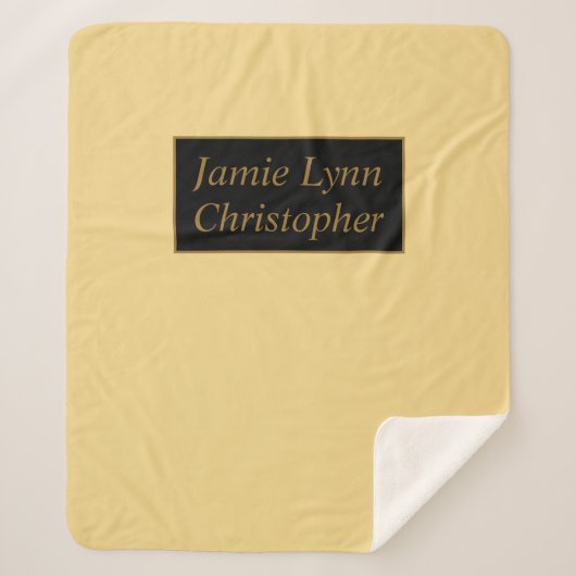 シャンパンと金ゴールドカップル名 シェルパブランケット (正面)
