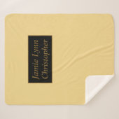 シャンパンと金ゴールドカップル名 シェルパブランケット (正面(横))