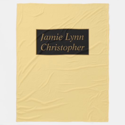 シャンパンと金ゴールドカップル名 フリースブランケット (正面)