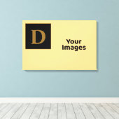 シャンパンと金ゴールドファミリーイニシャルフォトディスプレイ キャンバスプリント (インサイチュ (ウッドフロア))