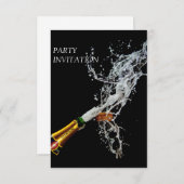 シャンパンのボトル　パーティーの招待状 招待状 (正面/裏面)