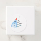 シャンパンのポップ青いウェディングシャワーの名前と日付を追加 フェイバータグ (インサイチュ)