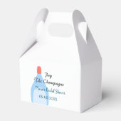 シャンパンのポップ青の結婚式前祝い 名前 日付を追加 フェイバーボックス (裏面サイド)