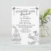 シャンパンのユーモアとクォーターライフクライシス 25歳の誕生日 招待状 (スタンド正面)