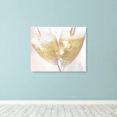 シャンパンの笛が二つ詰まっきらめくている キャンバスプリント (インサイチュ (ウッドフロア))