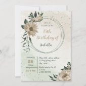 シャンパンの花の緑の誕生日 招待状 (正面)