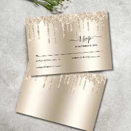 シャンパンの雫が煌めくエレガントな結婚式RSVP 出欠カード