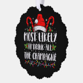 シャンパンの飲み物をすべて飲む可能性が最も高いクリスマス オーナメントカード (左)
