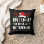 シャンパンの飲み物をすべて飲む可能性が最も高いクリスマス クッション (ブランケット)