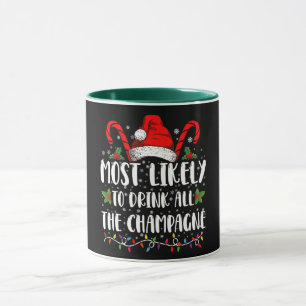 シャンパンの飲み物をすべて飲む可能性が最も高いクリスマス マグカップ