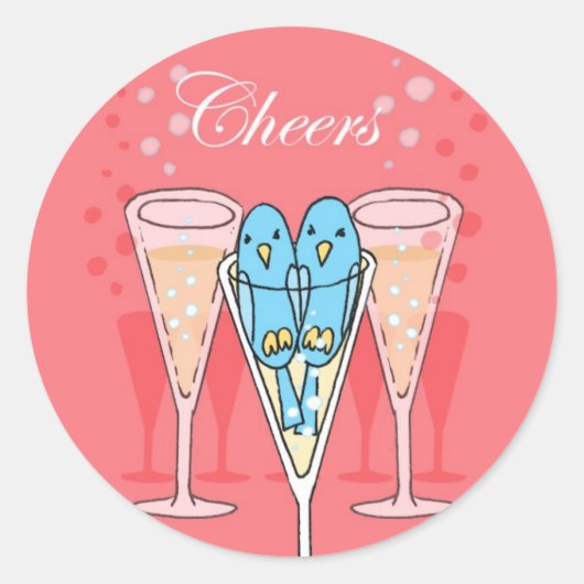 シャンパンの鳥のシール ラウンドシール (正面)