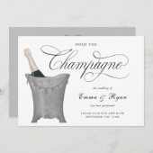 シャンパンを待ってください 結婚式の日程変更のお知らせカード 案内状 (正面/裏面)