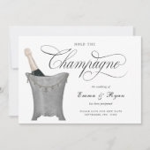 シャンパンを待ってください 結婚式の日程変更のお知らせ 案内状 (正面)