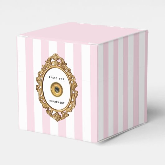 シャンパンを押す |ピンクと白ストライプの フェイバーボックス (正面サイド)