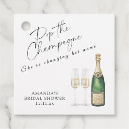 シャンパンを開けよう！花嫁のブライズシャワー フェイバータグ