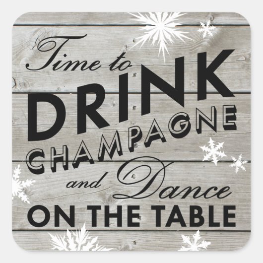シャンパンを飲む時間のスノーフレーク・シール スクエアシール (正面)