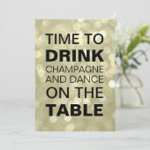 シャンパンを飲む時間金ゴールド新年の招待状 招待状 (スタンド正面)