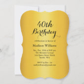 シャンパンを飲む40歳の誕生日招待状 招待状 (裏面)