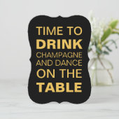 シャンパンを飲む40歳の誕生日招待状 招待状 (スタンド正面)