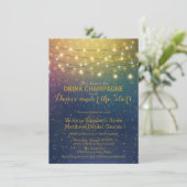 シャンパンを飲んで星の下で踊る ウェディング 招待状 (スタンド正面)