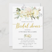 シャンパンアイボリーフローラブライダルシャワー 招待状 (正面)