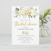 シャンパンアイボリーフローラブライダルシャワー 招待状 (スタンド正面)
