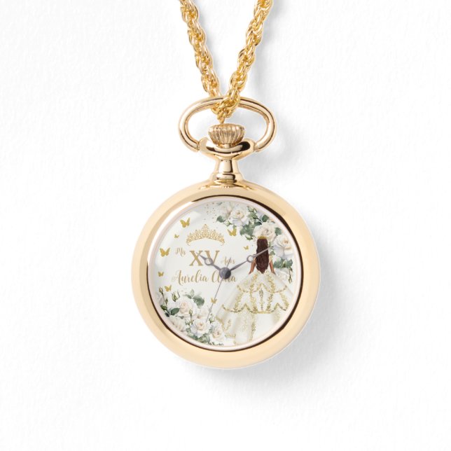 シャンパンアイボリーフローラプリンセスドレスキンセアニラ 腕時計 (正面)