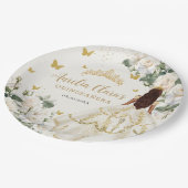 シャンパンアイボリーフローラ蝶キンセアニラ ペーパープレート (アングル)