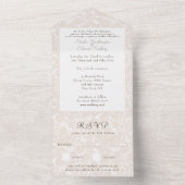 シャンパンアイボリーレースフィリグリーペイズリーウェディングRSVP オールインワン招待状 (内側)