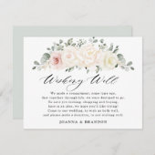 シャンパンアイボリー赤面ピンクフローラウィッシングウェル エンクロージャーカード (正面/裏面)