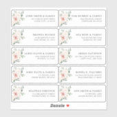 シャンパンアイボリー赤面ピンクフロールゲスト名アドレス シール (シート)