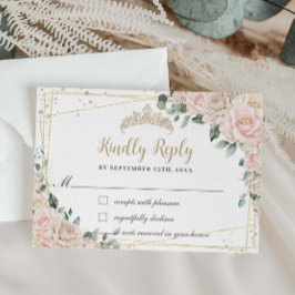 シャンパンアイボリー赤面フローラキンセアニラスウィート16 出欠カード