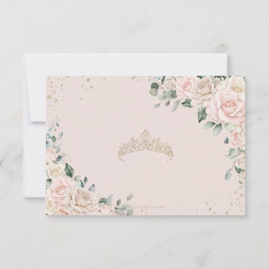 シャンパンアイボリー赤面フローラキンセアニラスウィート16 出欠カード (裏面)