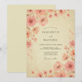 シャンパンアプリコット芍薬の結婚式 招待状 (正面/裏面)