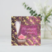 シャンパンアンドカップケーキブライダルシャワー 招待状 (スタンド正面)