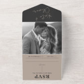シャンパンアンドブラック結婚式招待状 オールインワン招待状 (外側)