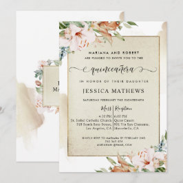 シャンパンアンド赤面ピンクフローラキンセアニラ 招待状