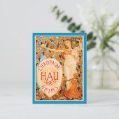 シャンパンアールヌーボーポスターアート ポストカード (スタンド正面)