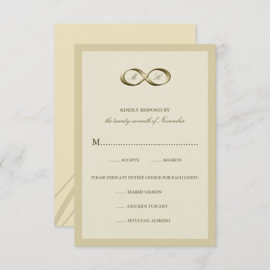 シャンパンインフィニティハンドクラスプウェディングRSVP 出欠カード (正面/裏面)