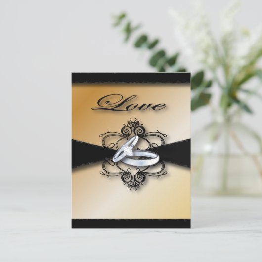 シャンパンウェディング日付と好意を保存 案内ポストカード (スタンド正面)