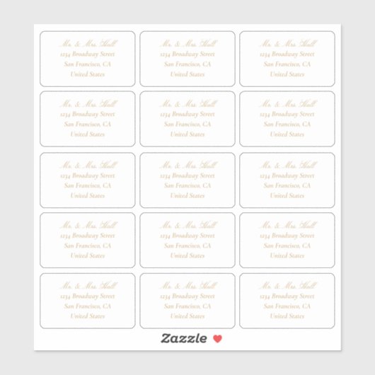 シャンパンウェディングRSVP差出人住所ラベル シール (シート)