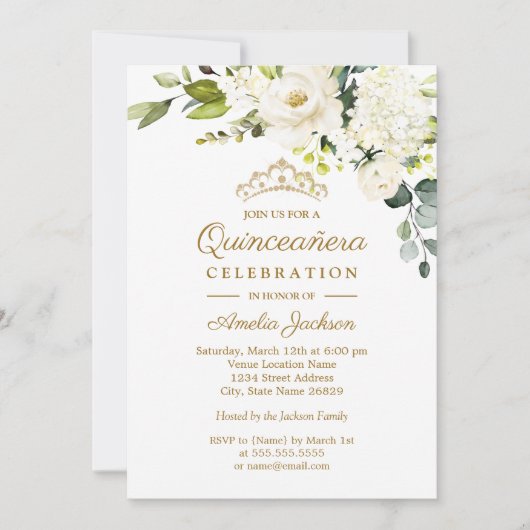 シャンパンウォーターカラーフローラキンセアニェラ 招待状 (正面)